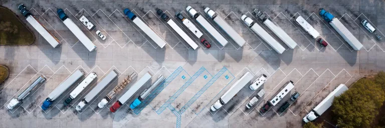 Aerial view of trucks parking looking quite abstract.