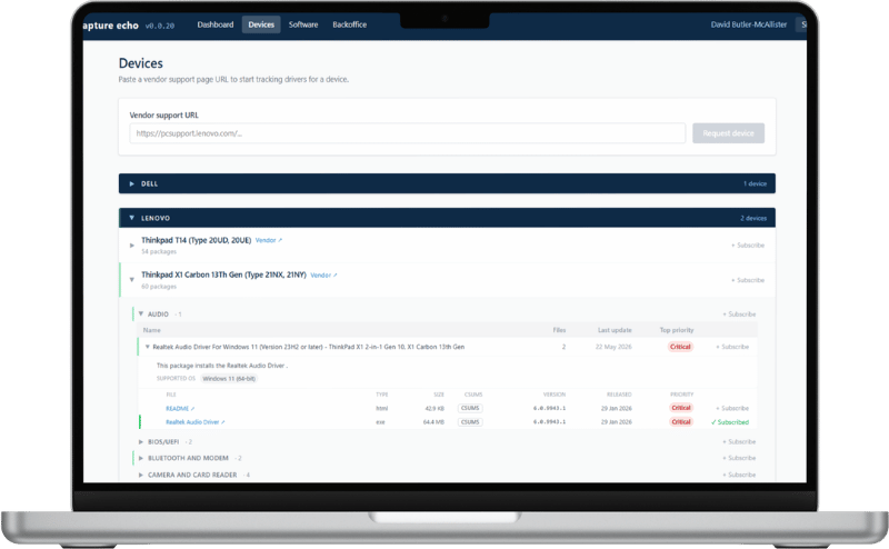 Access Capture Echo dashboard - Access IT Automation
